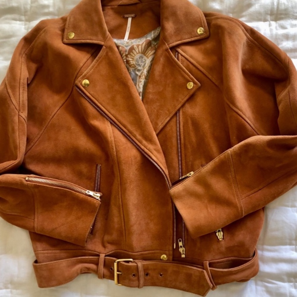 Free People Genuine Suede Moto Jacket